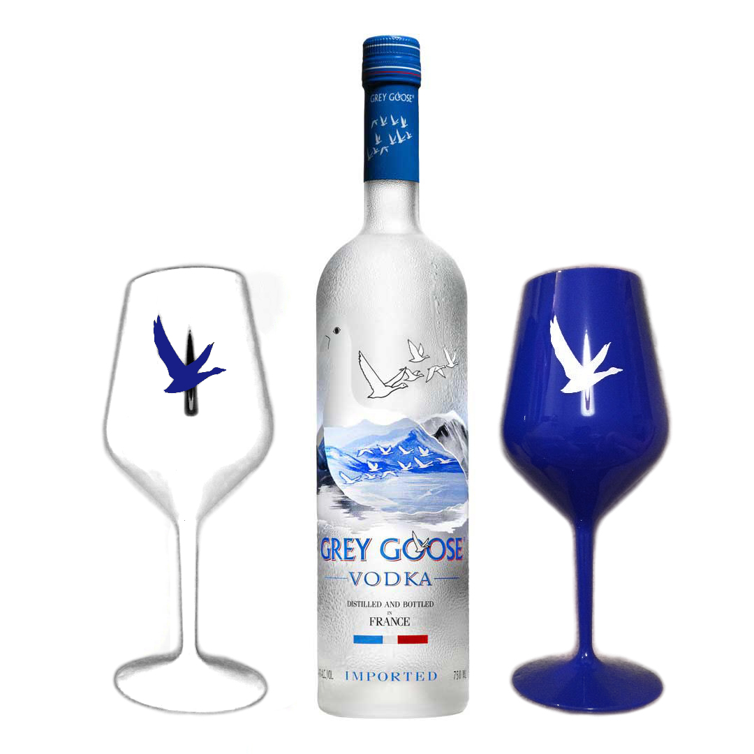 Grey Goose Vodka with 2 Le Grand Fizz Glasses | Bottled & Boxed